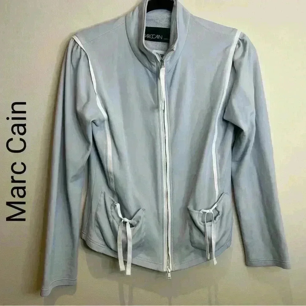 MARC CAIN cotton blend  zippered jacket top SZ M